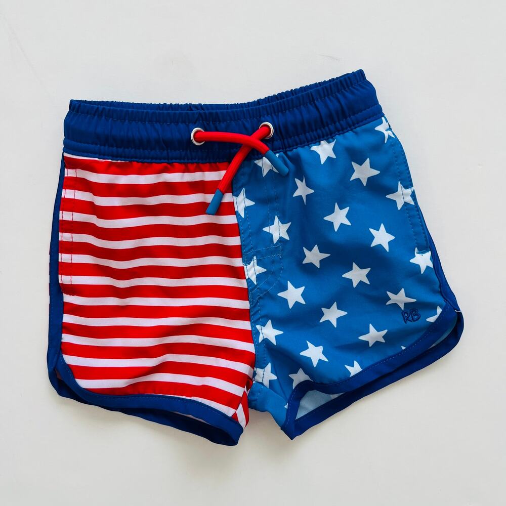RuggedButts Stars & Stripes American Flag Swim Trunks 18-24M
